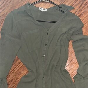 Express army green Button-Up Shirt